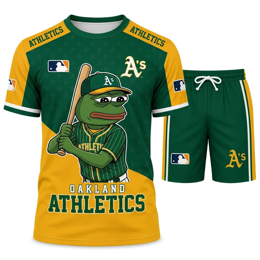 Meme Frog Baseball Fan T-Shirt And Shorts Set — Funny Sport Outfit | 30 Teams Available - Custom Fan Apparel Image 3