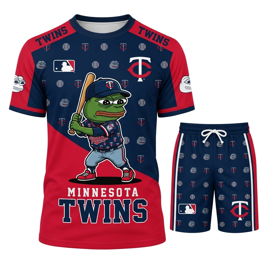 Meme Frog Baseball Fan T-Shirt And Shorts Set — Funny Sport Outfit | 30 Teams Available