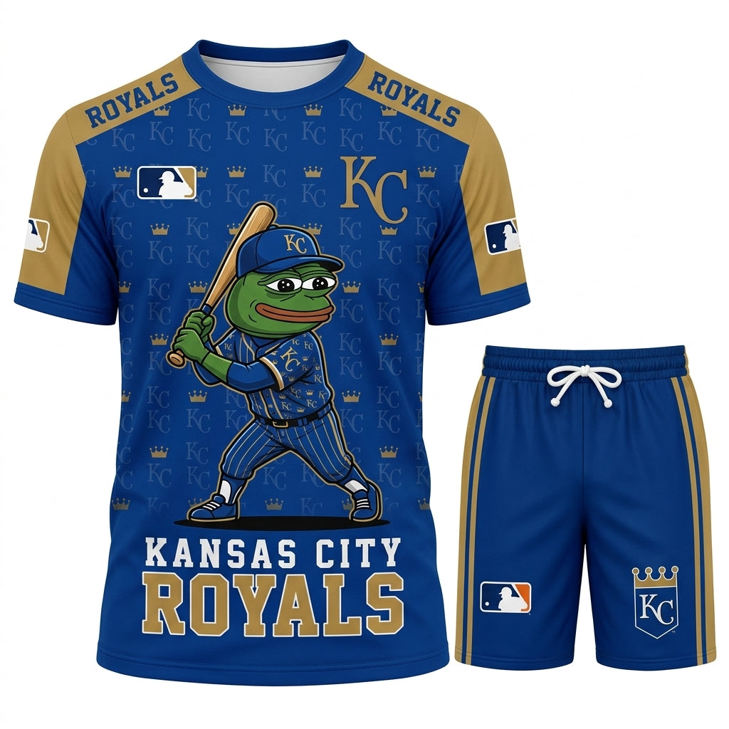 Meme Frog Baseball Fan T-Shirt And Shorts Set — Funny Sport Outfit | 30 Teams Available