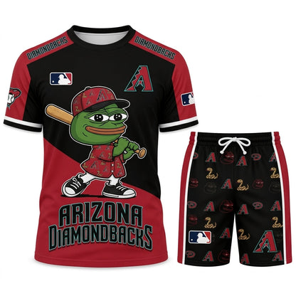 Meme Frog Baseball Fan T-Shirt And Shorts Set — Funny Sport Outfit | 30 Teams Available