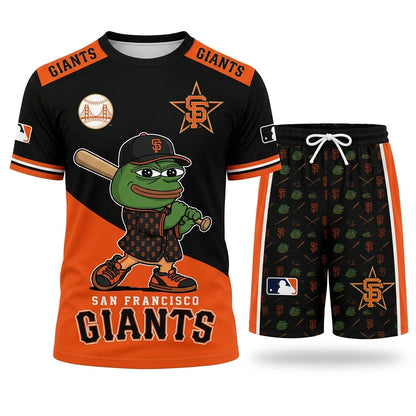 Meme Frog Baseball Fan T-Shirt And Shorts Set — Funny Sport Outfit | 30 Teams Available