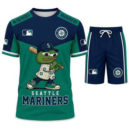 Meme Frog Baseball Fan T-Shirt And Shorts Set — Funny Sport Outfit | 30 Teams Available