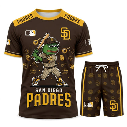 Meme Frog Baseball Fan T-Shirt And Shorts Set — Funny Sport Outfit | 30 Teams Available