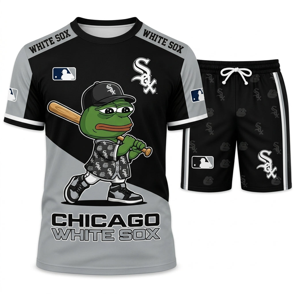 Meme Frog Baseball Fan T-Shirt And Shorts Set — Funny Sport Outfit | 30 Teams Available - Custom Fan Apparel Image 2