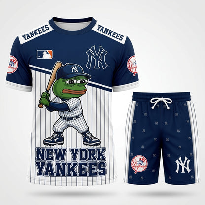 Meme Frog Baseball Fan T-Shirt And Shorts Set — Funny Sport Outfit | 30 Teams Available - Custom Fan Apparel Image 5