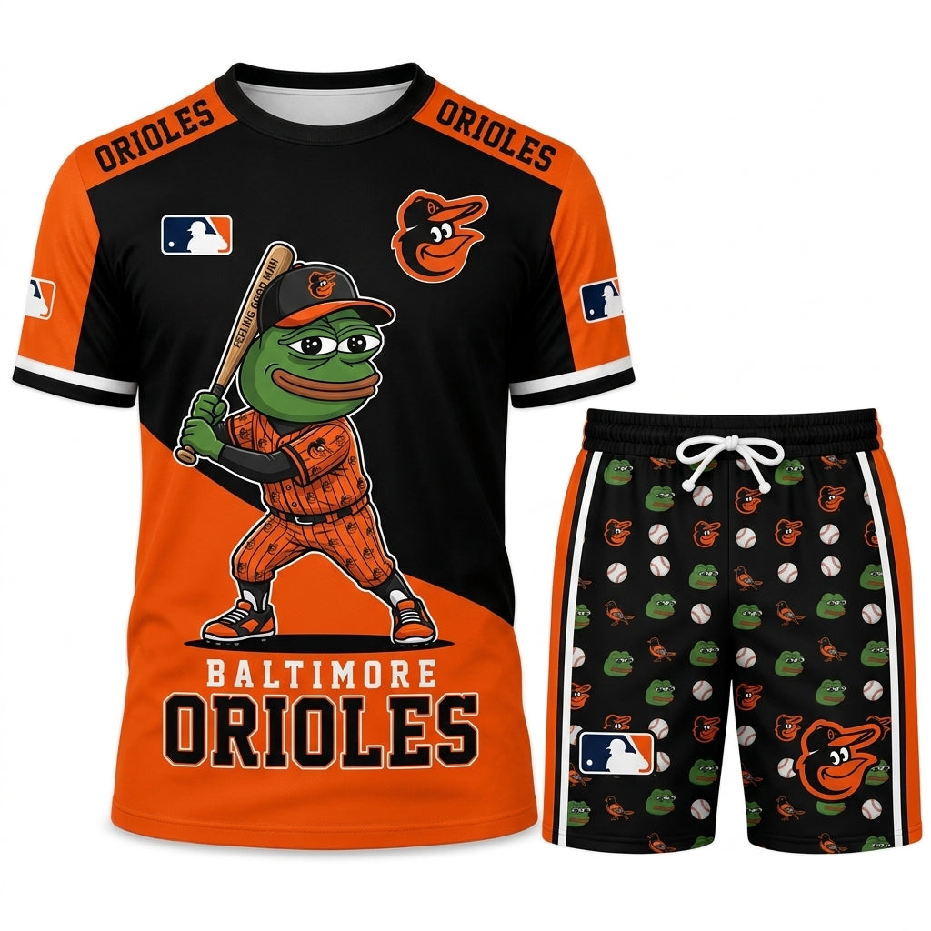 Meme Frog Baseball Fan T-Shirt And Shorts Set — Funny Sport Outfit | 30 Teams Available - Custom Fan Apparel Image 9