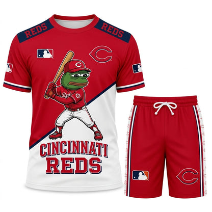 Meme Frog Baseball Fan T-Shirt And Shorts Set — Funny Sport Outfit | 30 Teams Available