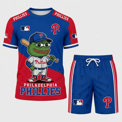 Meme Frog Baseball Fan T-Shirt And Shorts Set — Funny Sport Outfit | 30 Teams Available