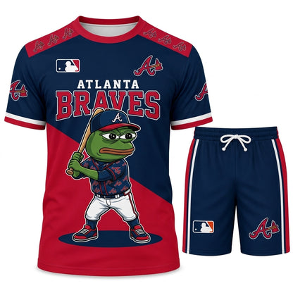 Meme Frog Baseball Fan T-Shirt And Shorts Set — Funny Sport Outfit | 30 Teams Available