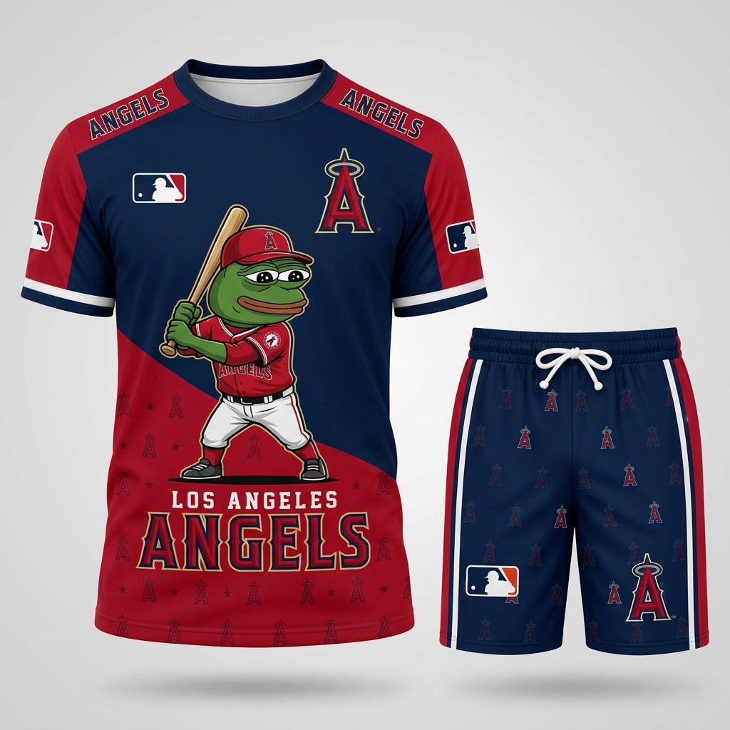 Meme Frog Baseball Fan T-Shirt And Shorts Set — Funny Sport Outfit | 30 Teams Available