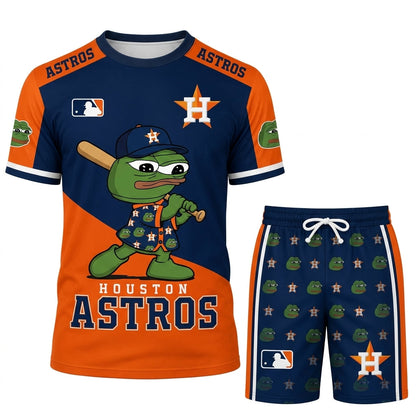 Meme Frog Baseball Fan T-Shirt And Shorts Set — Funny Sport Outfit | 30 Teams Available