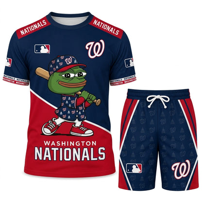 Meme Frog Baseball Fan T-Shirt And Shorts Set — Funny Sport Outfit | 30 Teams Available