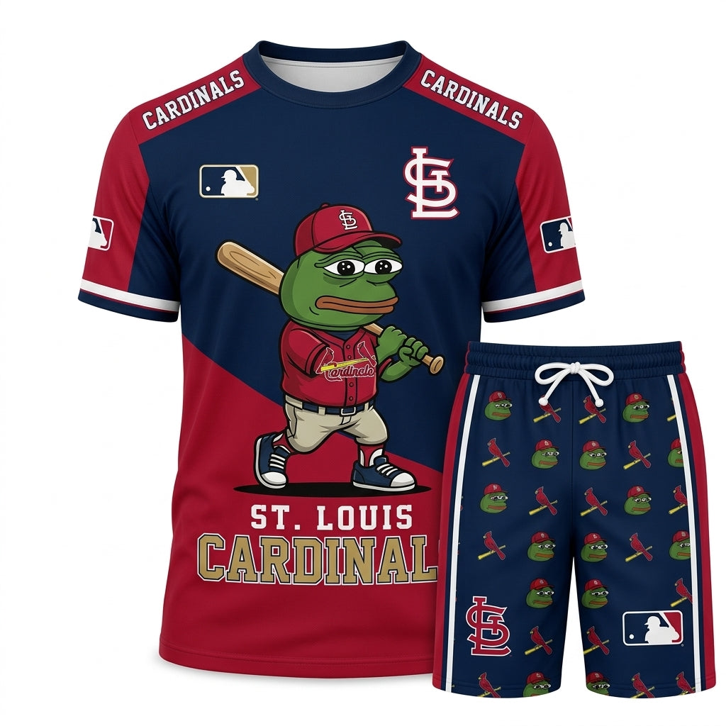 Meme Frog Baseball Fan T-Shirt And Shorts Set — Funny Sport Outfit | 30 Teams Available