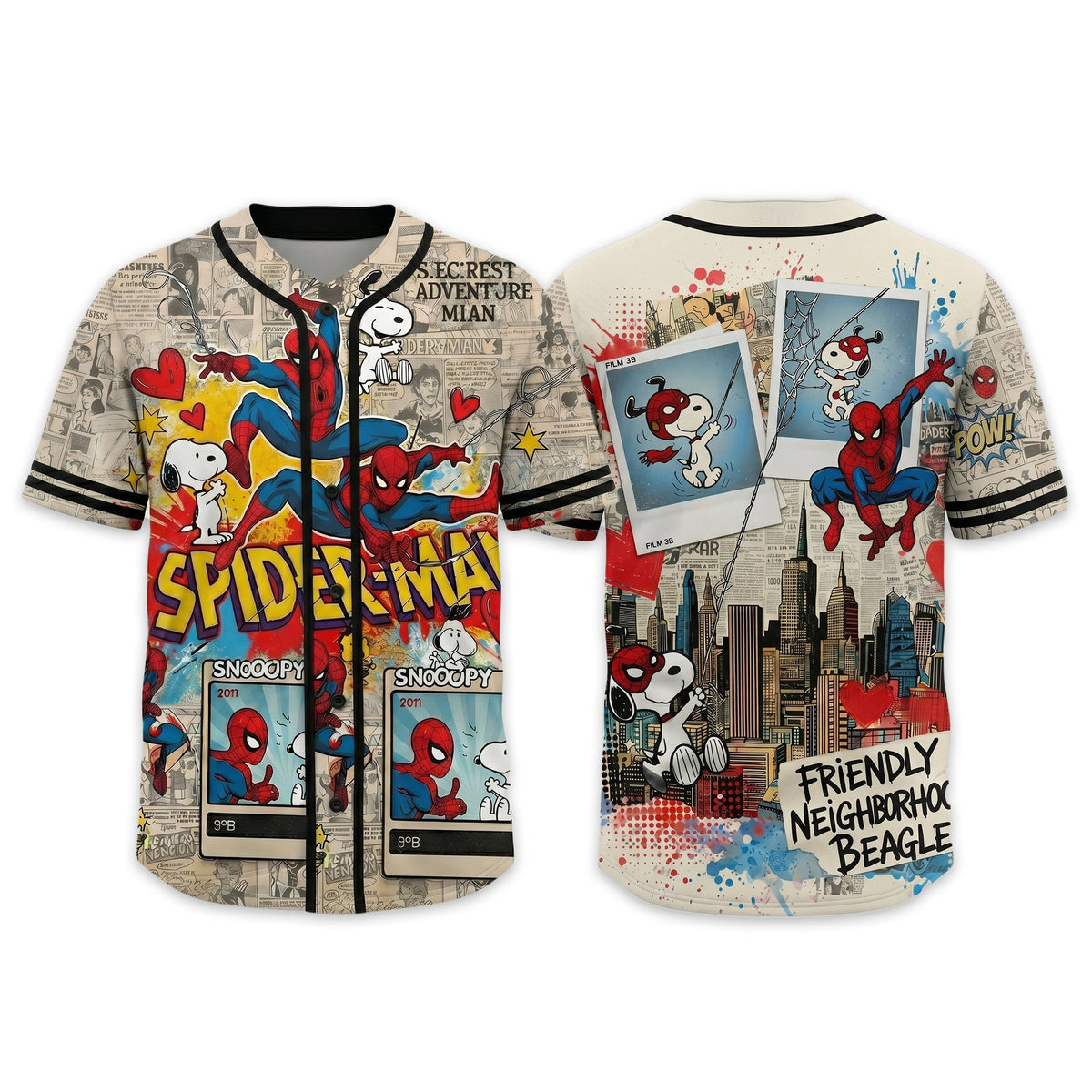 Custom Comic Web Hero Inspired Button Up Jersey - Custom Fan Apparel Image 3