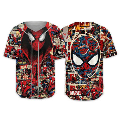 Custom Comic Web Hero Inspired Button Up Jersey - Custom Fan Apparel Image 5