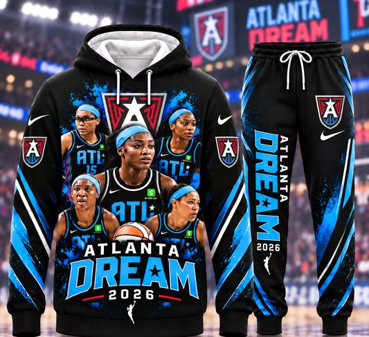Atlanta Dream 2026 electric blue roster edition graphic hoodie and jogger sweatpants set - Style 03