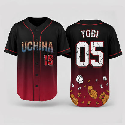 Custom Red Black Anime Baseball Jersey, Ninja Clan Inspired Personalized Shirt - Custom Fan Apparel Image 2