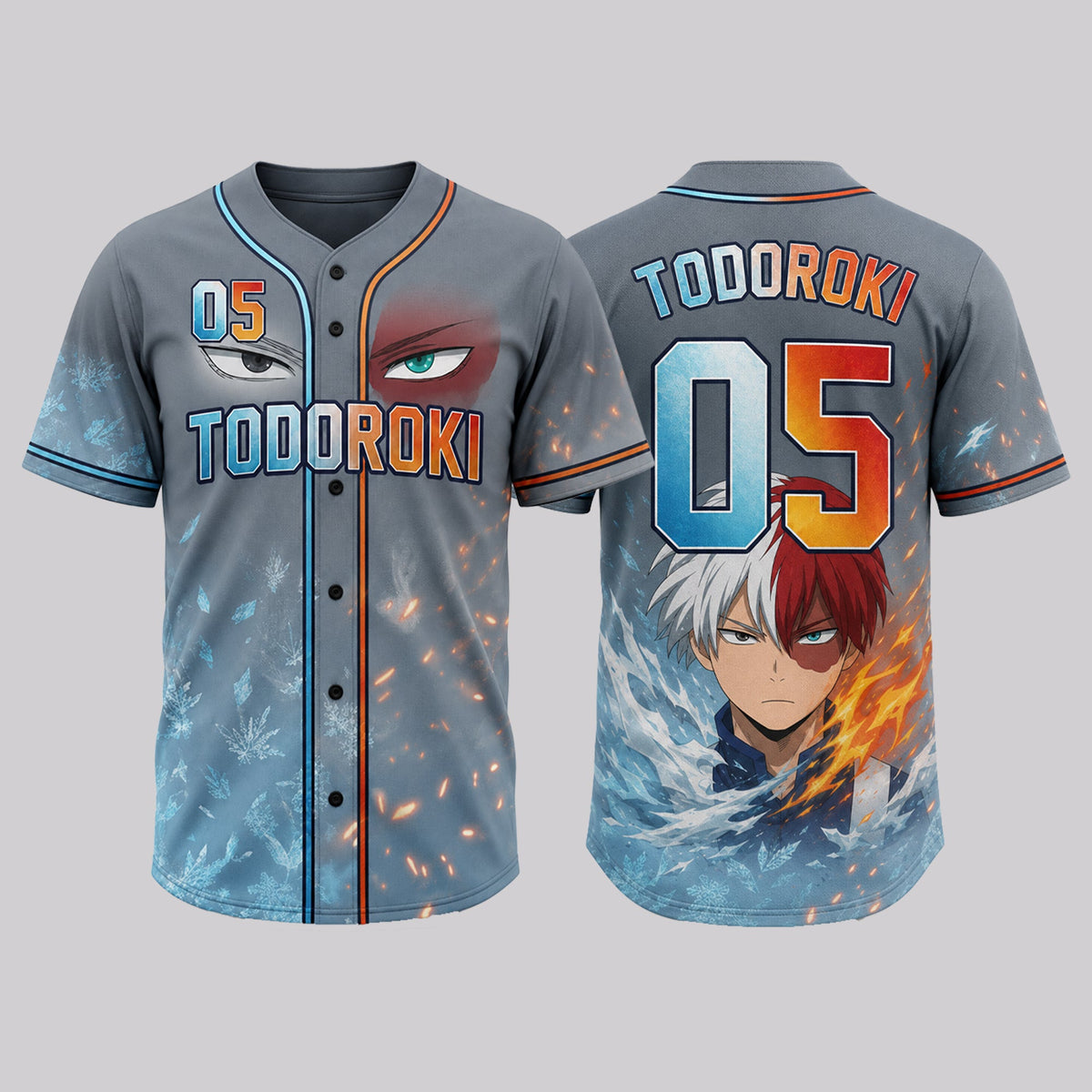 Custom Element Power Baseball Jersey, Fire Ice Anime Hero Inspired Shirt - Custom Fan Apparel Image 5