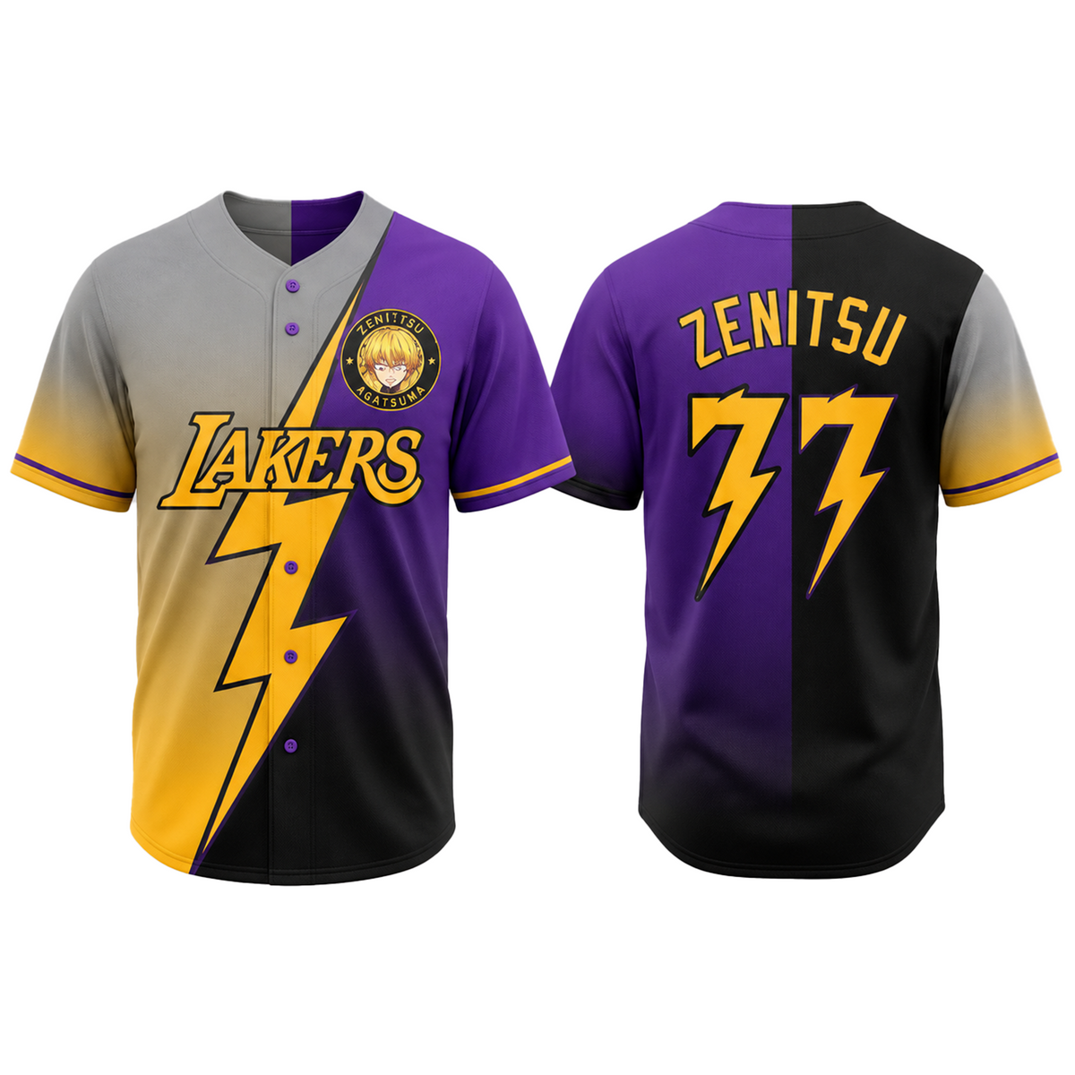 Personalized Yellow Lightning Baseball Jersey, Custom Name Number Basketball Style Shirt - Custom Fan Apparel Image 2