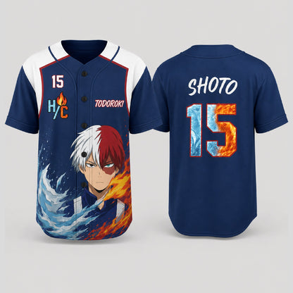 Personalized Ice Flame Baseball Jersey, Custom Name Number Anime Fan Shirt - Custom Fan Apparel Image 5