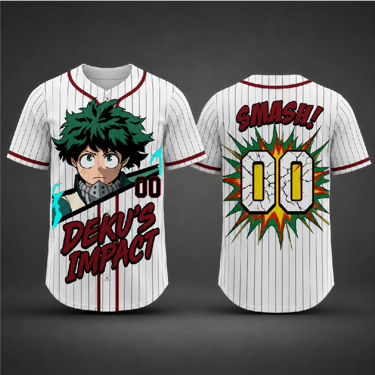 Custom Green Power Baseball Jersey — Anime Hero Academy Inspired Shirt - Custom Fan Apparel Image 2