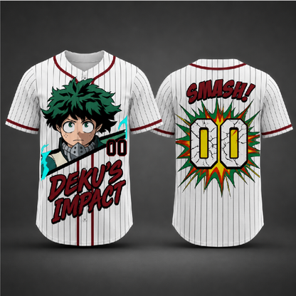Custom Green Power Baseball Jersey — Anime Hero Academy Inspired Shirt - Custom Fan Apparel Image 2