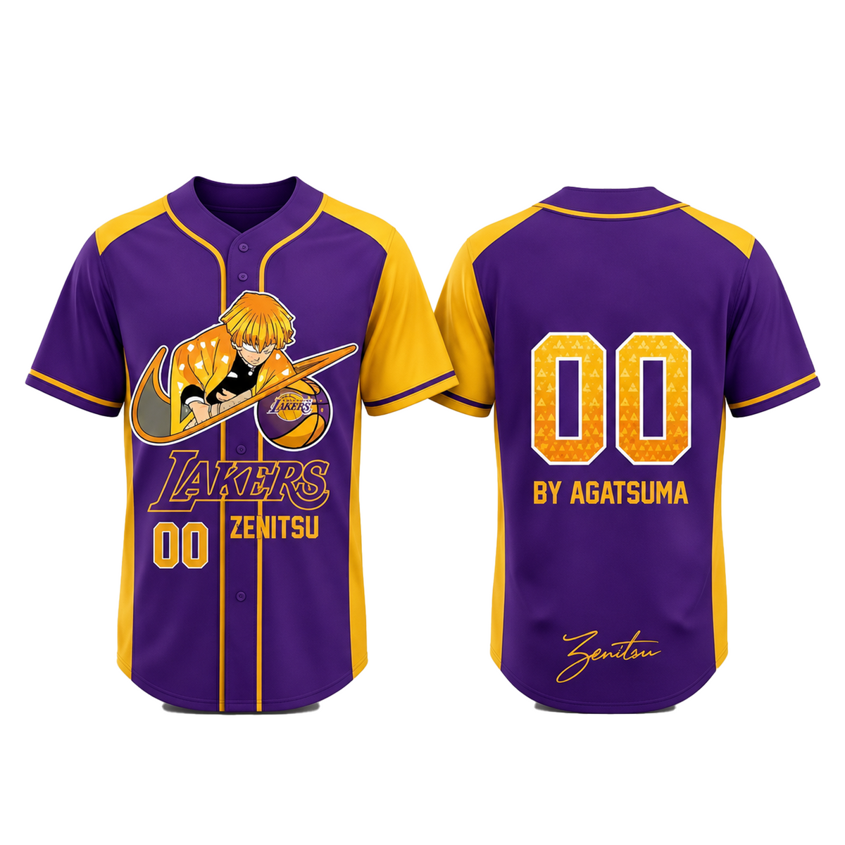 Custom Electric Warrior Baseball Jersey, Purple Gold Anime Style Shirt - Custom Fan Apparel Image 2