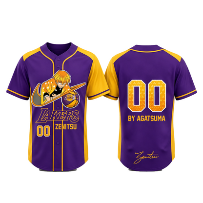 Custom Electric Warrior Baseball Jersey, Purple Gold Anime Style Shirt - Custom Fan Apparel Image 2