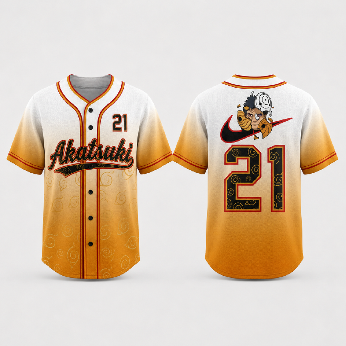 Custom Orange Masked Ninja Baseball Jersey, Personalized Name Number Anime Inspired Shirt - Custom Fan Apparel Image 2