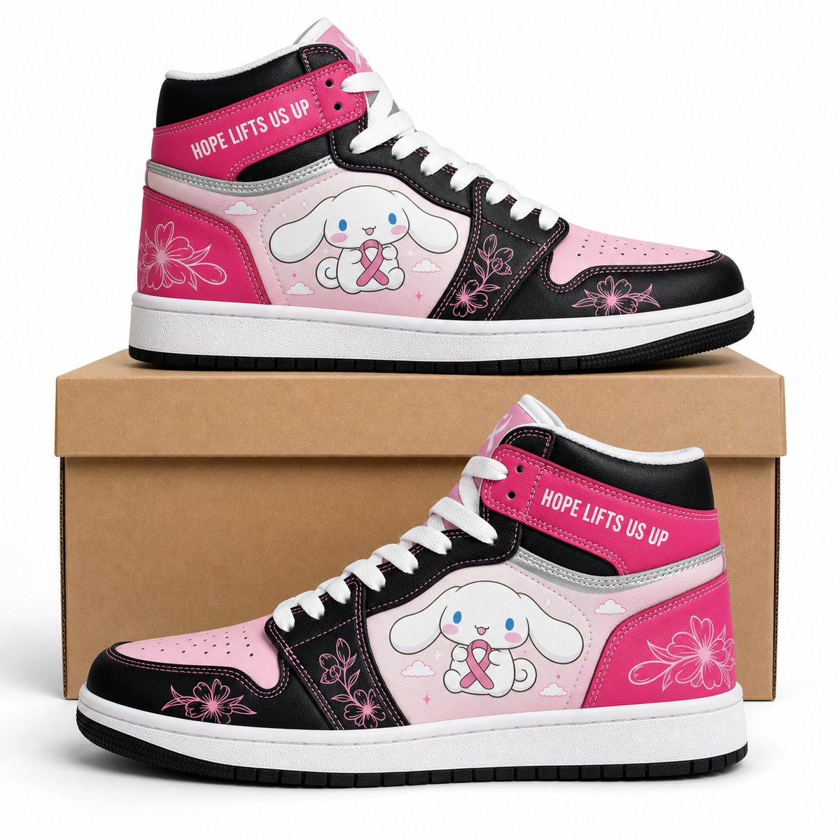 Cinnamoroll - Hope Lifts Us Up - Breast Cancer Awareness High Top Sneakers
