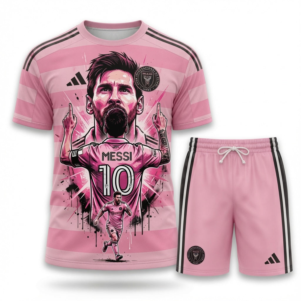 Special Edition Football Legend T-Shirt + Shorts Set — Pink Soccer Fan Outfit - Custom Fan Apparel Image 1