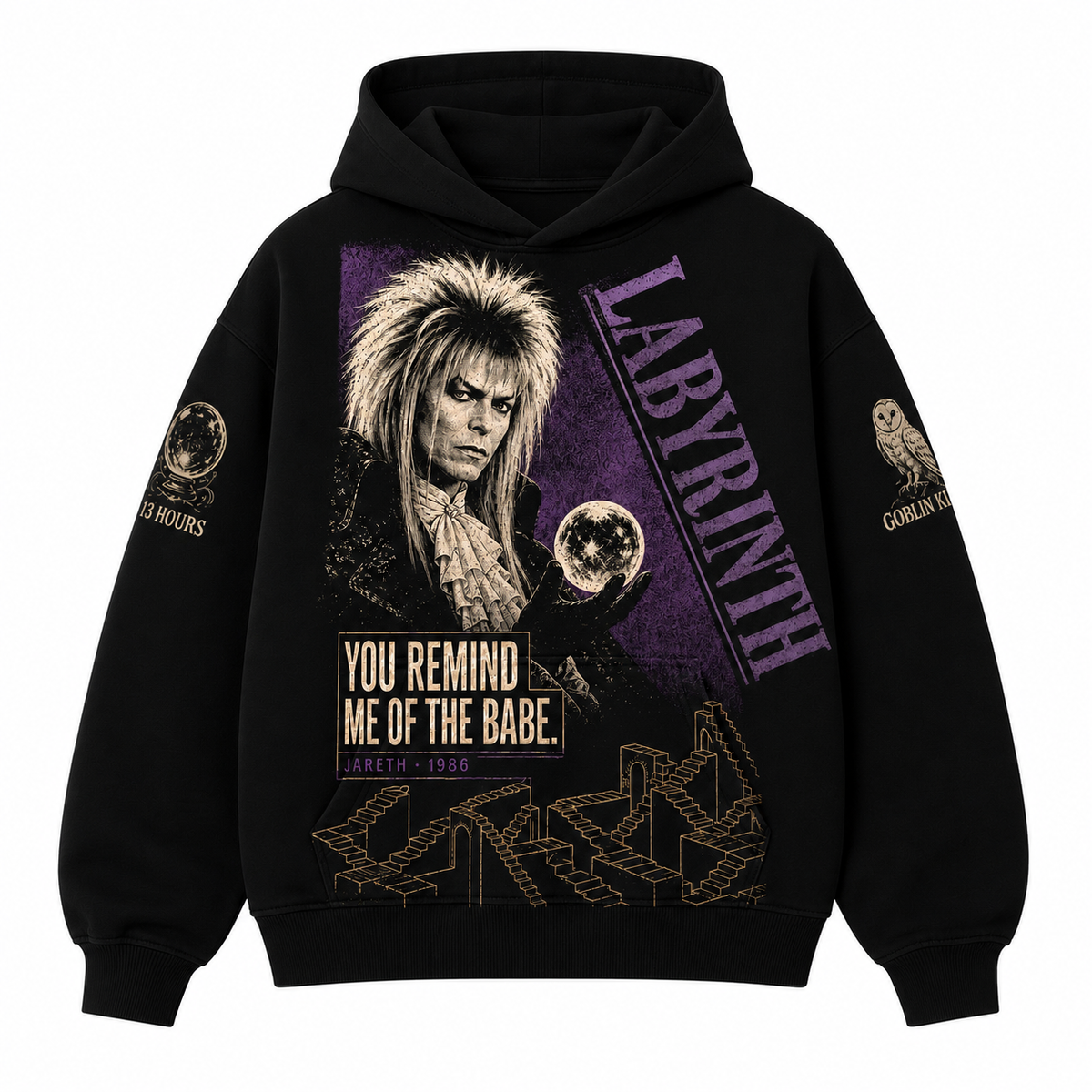 Goblin King Vintage Bootleg Tee/Hoodie – Labyrinth 1986 Graphic Shirt - Custom Fan Apparel Image 2