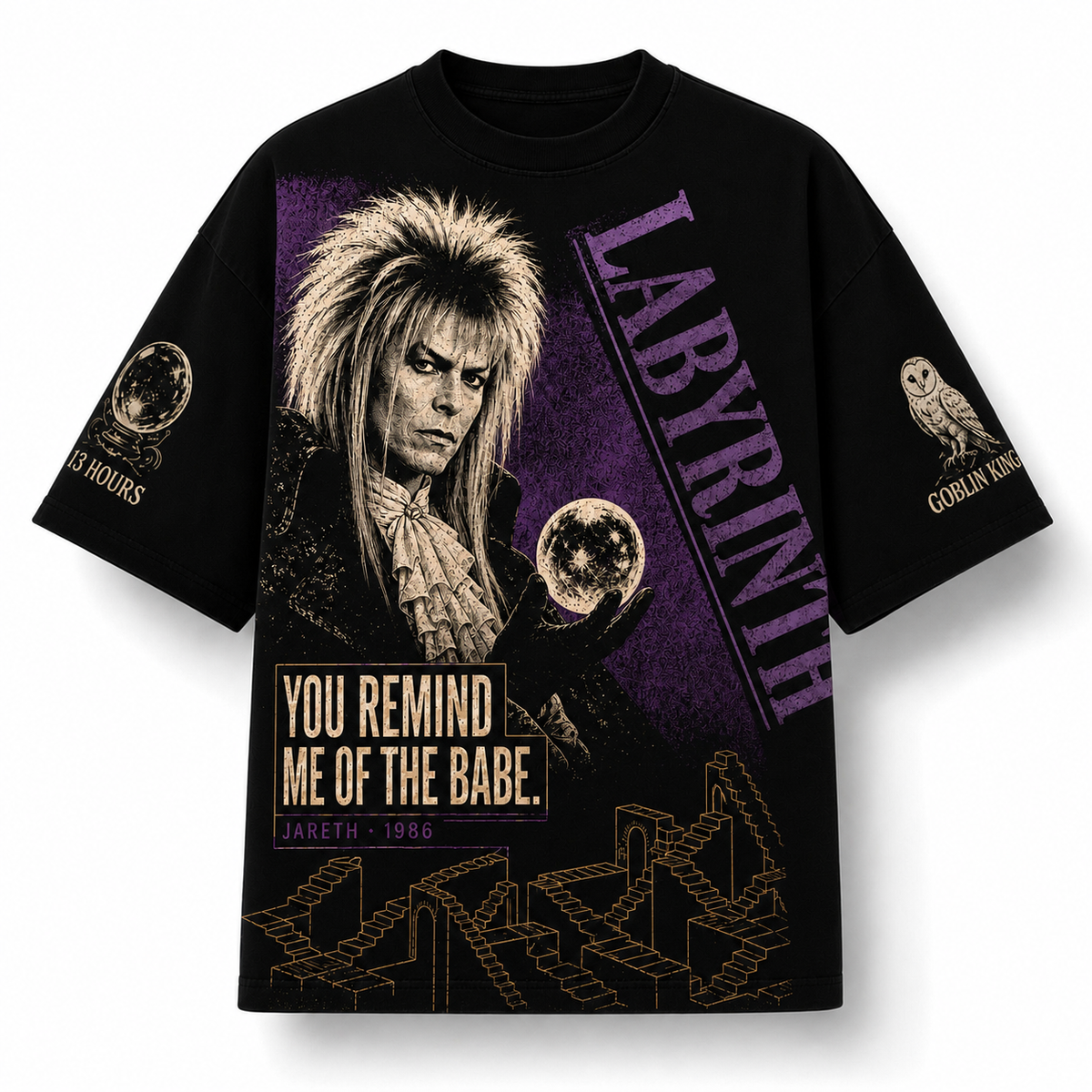 Goblin King Vintage Bootleg Tee/Hoodie – Labyrinth 1986 Graphic Shirt - Custom Fan Apparel Image 1