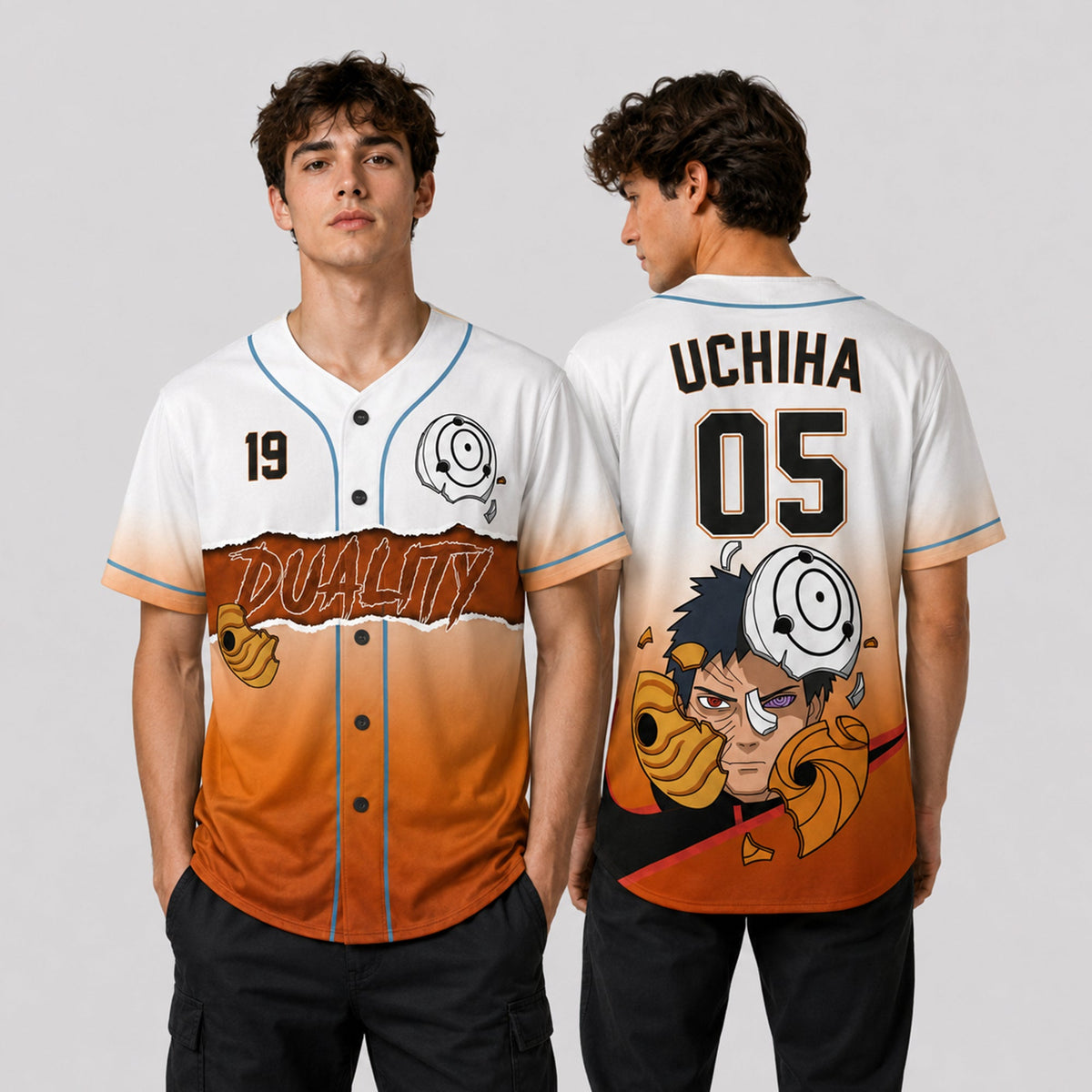 Custom Orange Masked Ninja Baseball Jersey, Personalized Name Number Anime Inspired Shirt - Custom Fan Apparel Image 1