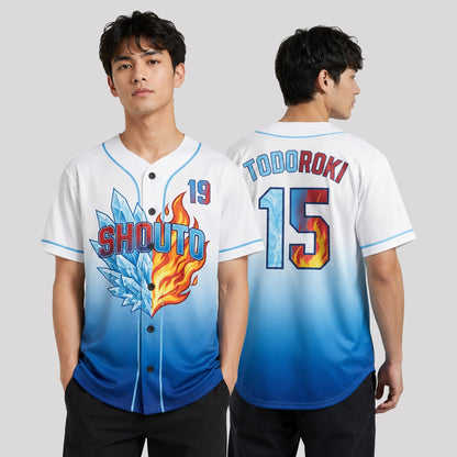 Custom Ice Fire Anime Baseball Jersey, Personalized Name Number Hero Inspired Shirt - Custom Fan Apparel Image 1