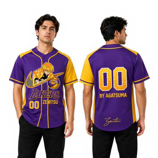 Custom Electric Warrior Baseball Jersey, Purple Gold Anime Style Shirt - Custom Fan Apparel Image 1