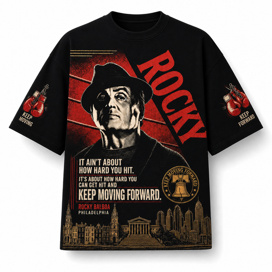 Keep Moving Forward Vintage Boxing Tee/Hoodie – Rocky Balboa Philadelphia Shirt - Custom Fan Apparel Image 1