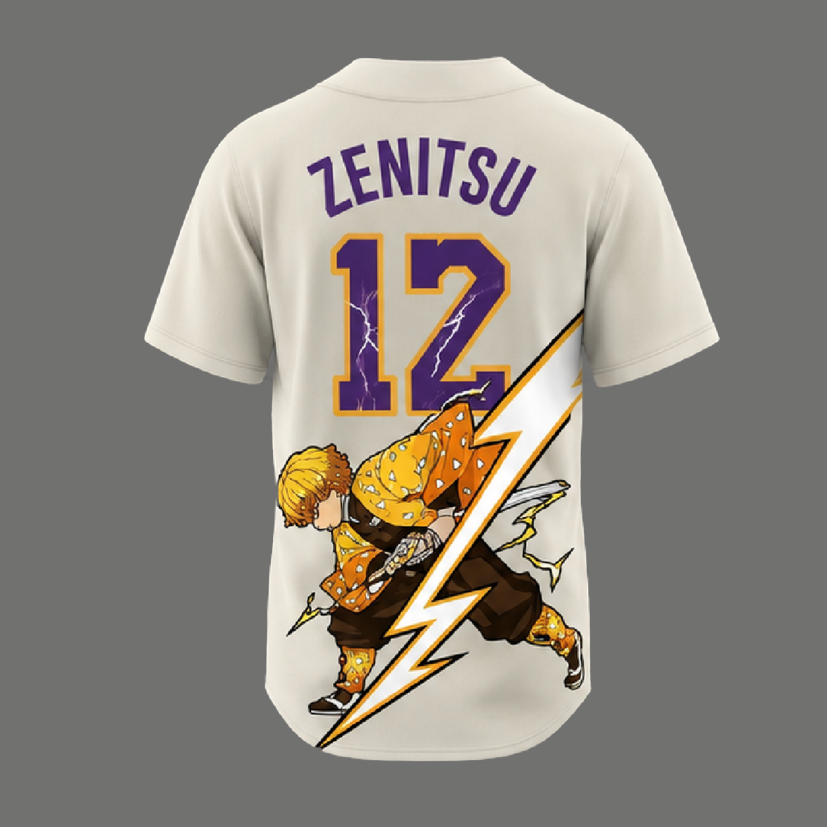 Anime Thunder Swordsman Baseball Jersey, Yellow Lightning Fan Apparel - Custom Fan Apparel Image 4