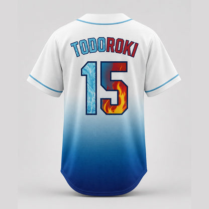 Custom Ice Fire Anime Baseball Jersey, Personalized Name Number Hero Inspired Shirt - Custom Fan Apparel Image 4
