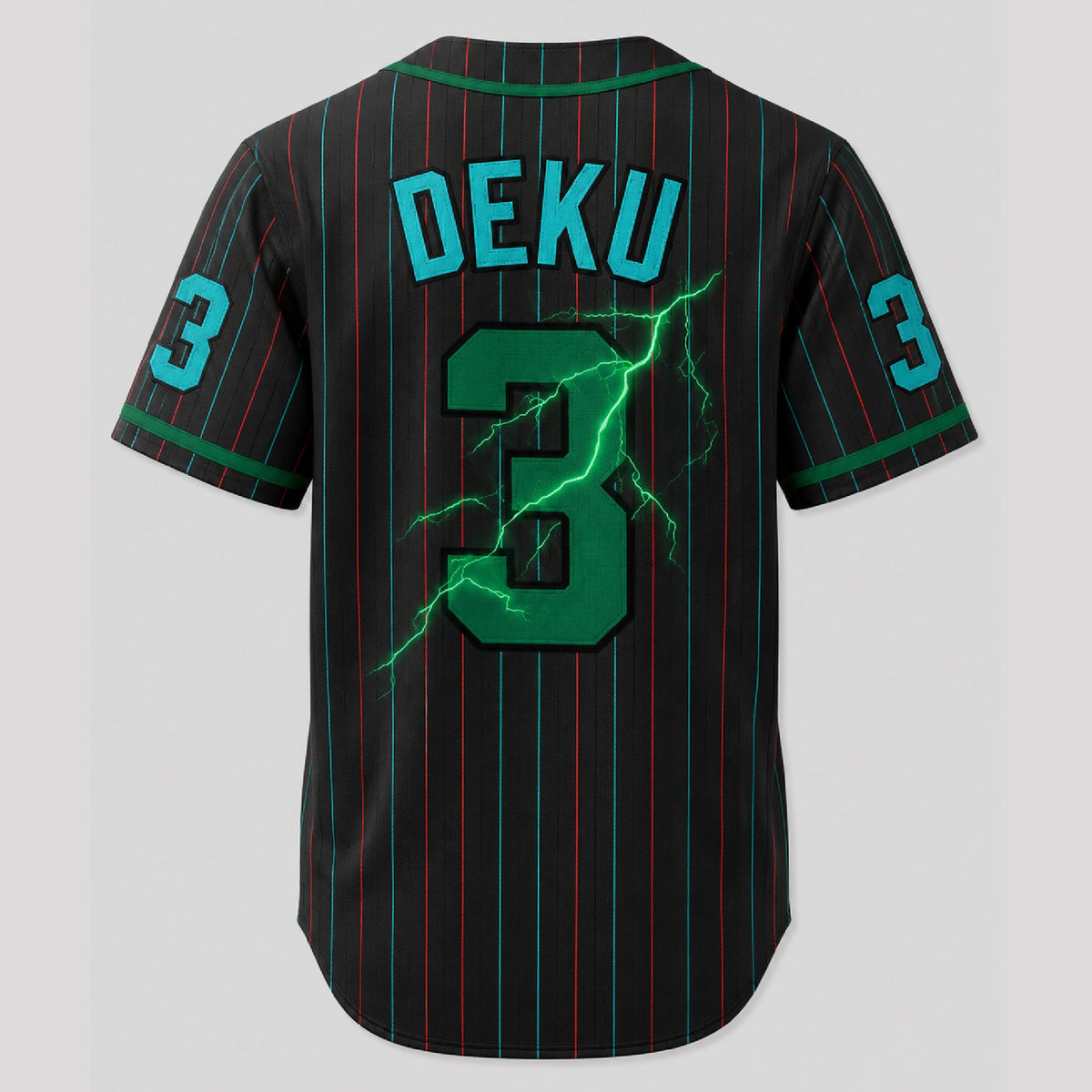 Custom Green Hero Baseball Jersey, Anime Academy Inspired Personalized Shirt - Custom Fan Apparel Image 3