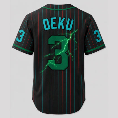 Custom Green Hero Baseball Jersey, Anime Academy Inspired Personalized Shirt - Custom Fan Apparel Image 3