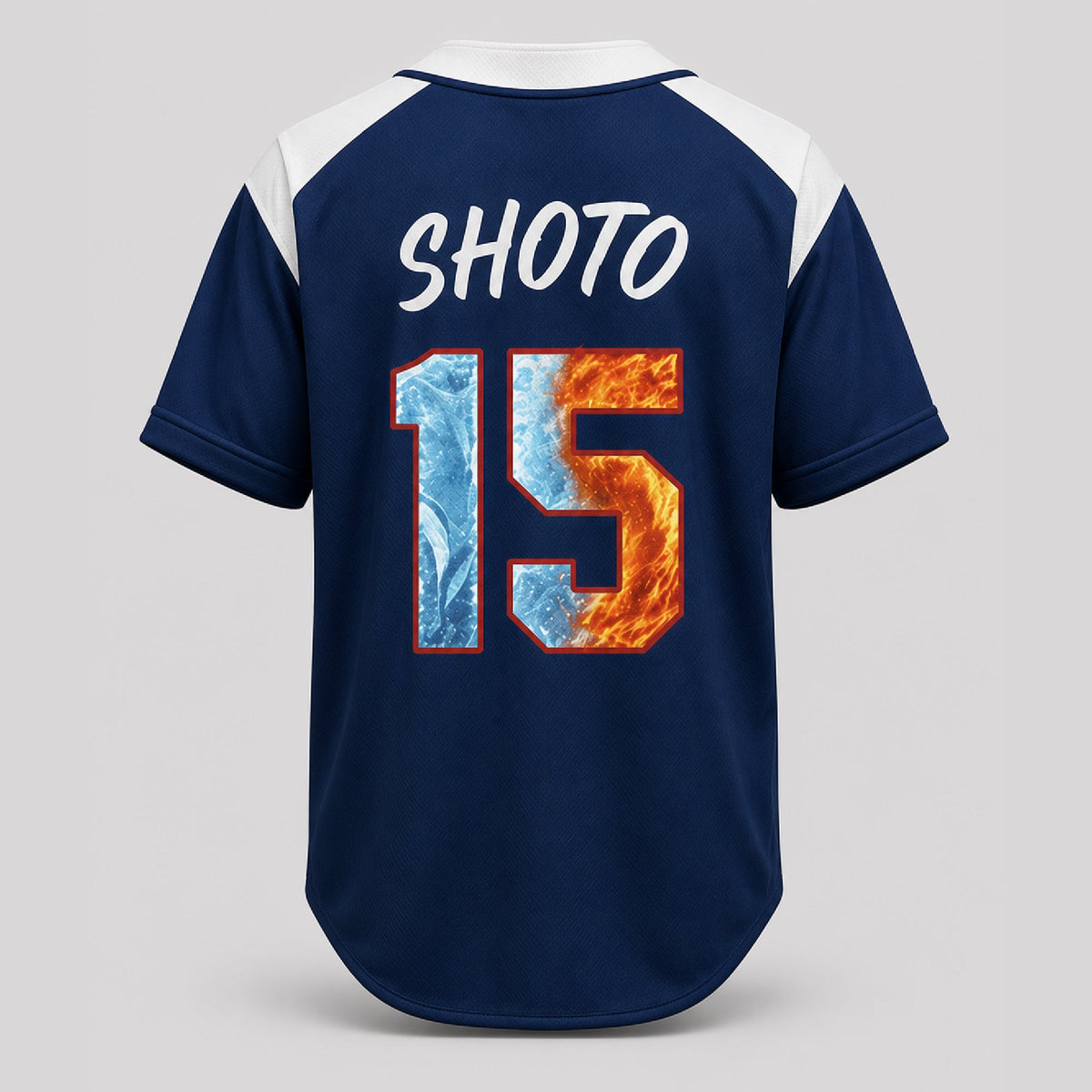 Personalized Ice Flame Baseball Jersey, Custom Name Number Anime Fan Shirt - Custom Fan Apparel Image 3