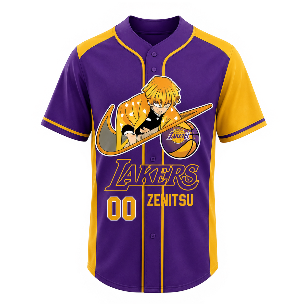 Custom Electric Warrior Baseball Jersey, Purple Gold Anime Style Shirt - Custom Fan Apparel Image 3