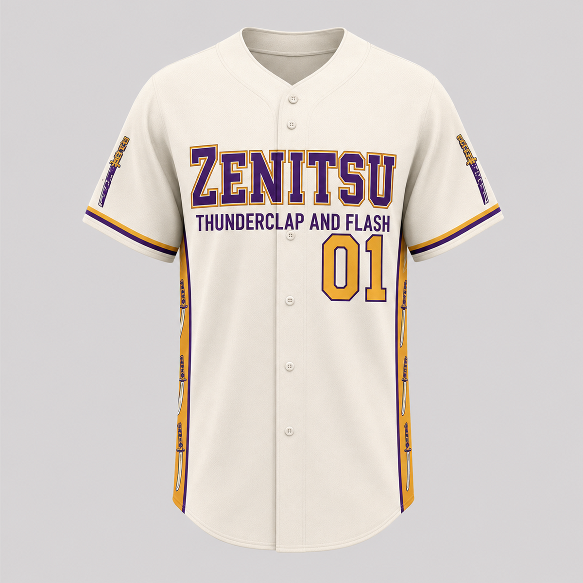 Anime Thunderclap Baseball Jersey — Purple Gold Basketball Inspired Shirt - Custom Fan Apparel Image 4