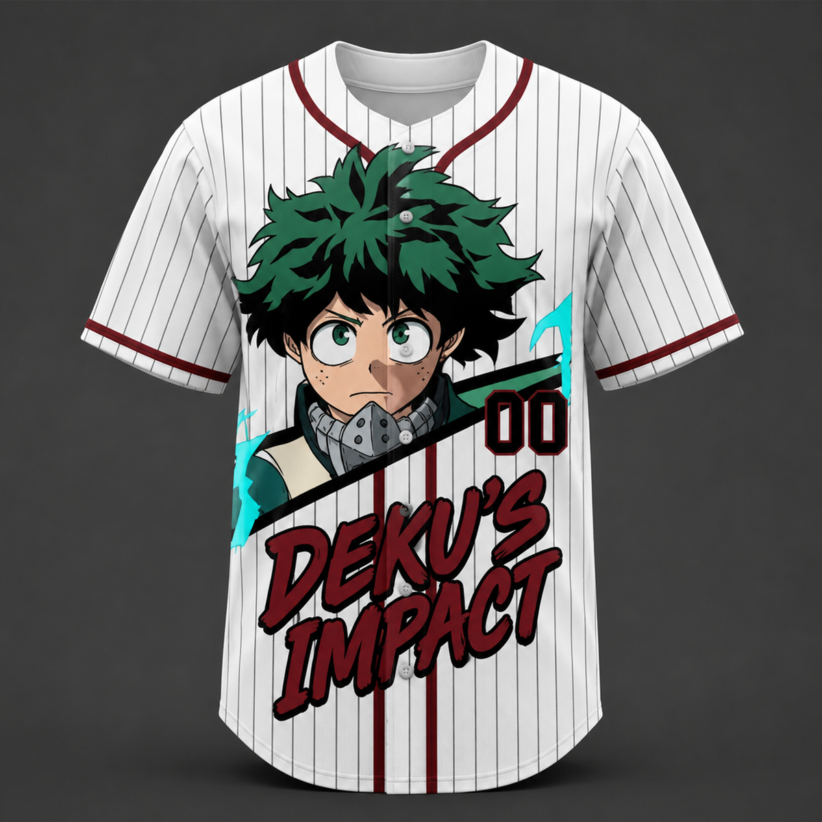 Custom Green Power Baseball Jersey — Anime Hero Academy Inspired Shirt - Custom Fan Apparel Image 3