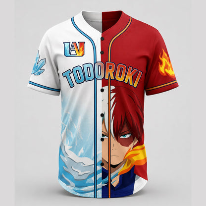 Personalized Fire Ice Baseball Jersey, Custom Name Number Element Hero Shirt - Custom Fan Apparel Image 3