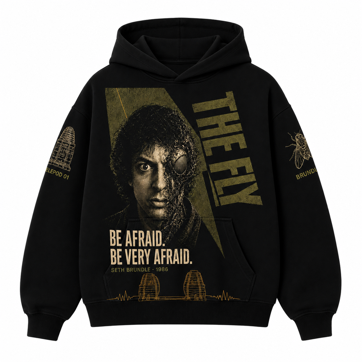 Brundlefly Vintage Horror Tee/Hoodie – The Fly 1986 Retro Movie Shirt - Custom Fan Apparel Image 2