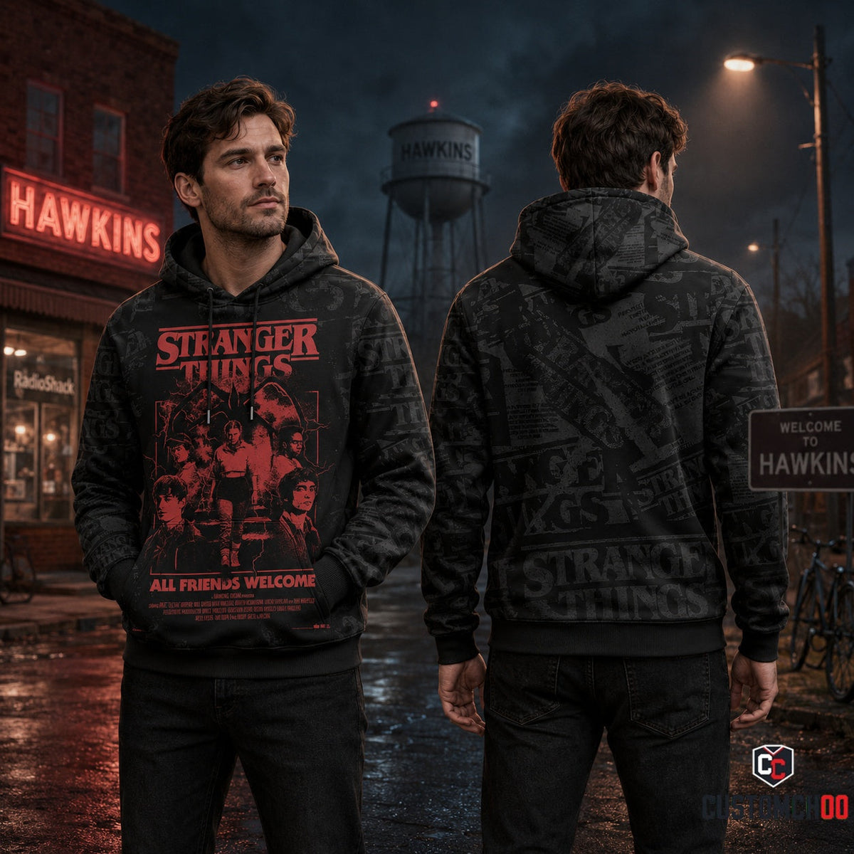 Stranger Things Black Graphic Hoodie, Upside Down Shirt, All Friends Welcome Sweatshirt, Horror Polo, Zip Hoodie, T-Shirt