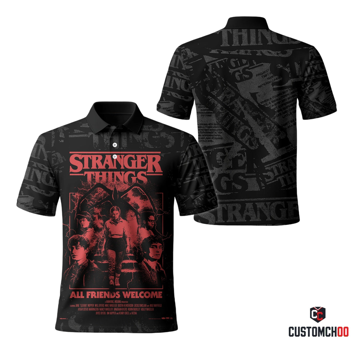 Stranger Things Black Graphic Hoodie, Upside Down Shirt, All Friends Welcome Sweatshirt, Horror Polo, Zip Hoodie, T-Shirt