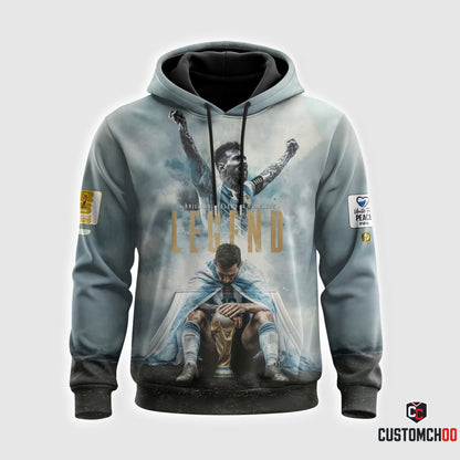 Argentina Legend Soccer Graphic Hoodie, World Champion Football Sweatshirt, Light Blue Fan T-Shirt, Zip Hoodie Gift